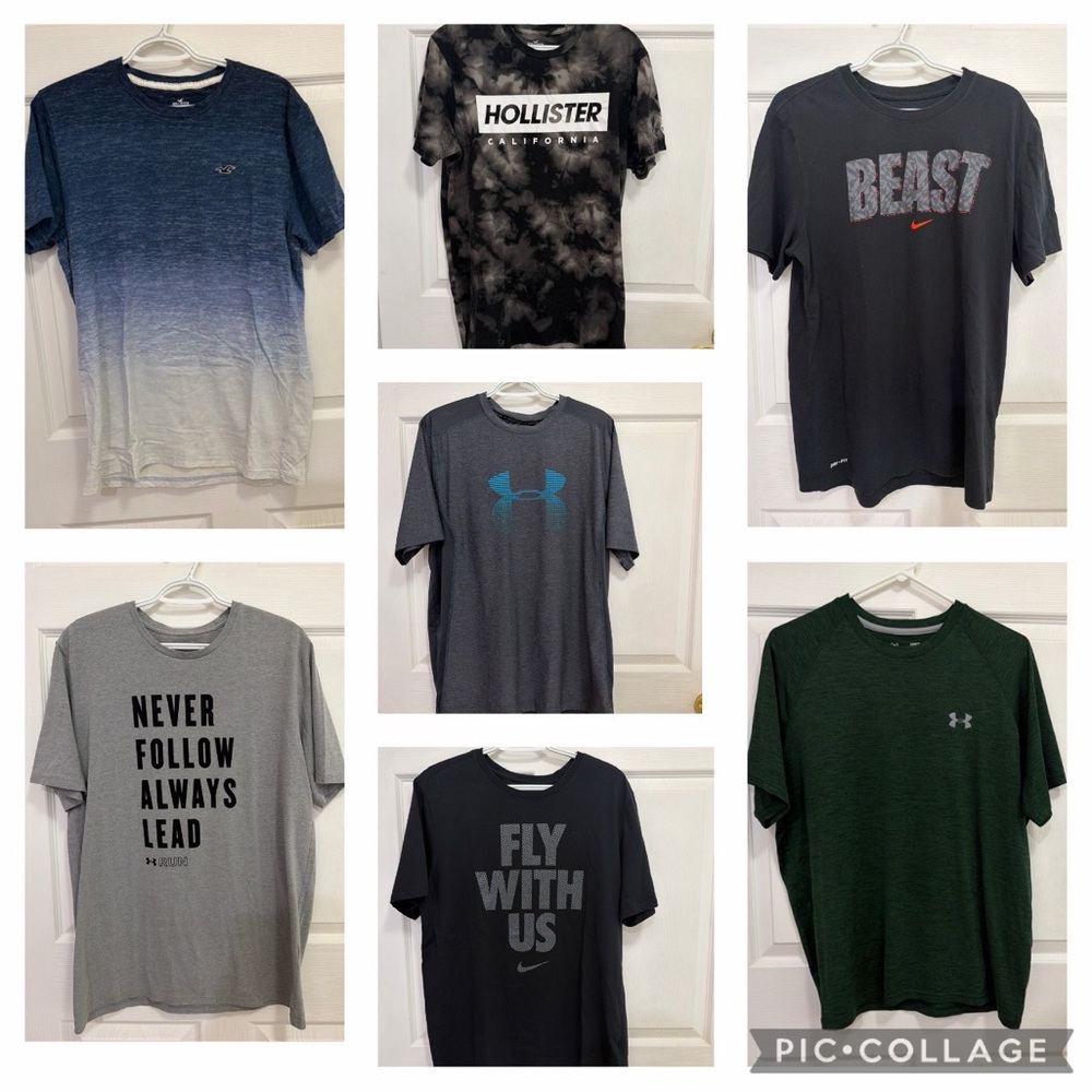 UA, Nike, & Hollister Tees (7) Size L *GUC